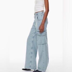 Agolde Minka Light Wash Blue Denim Cargo Utility Jeans